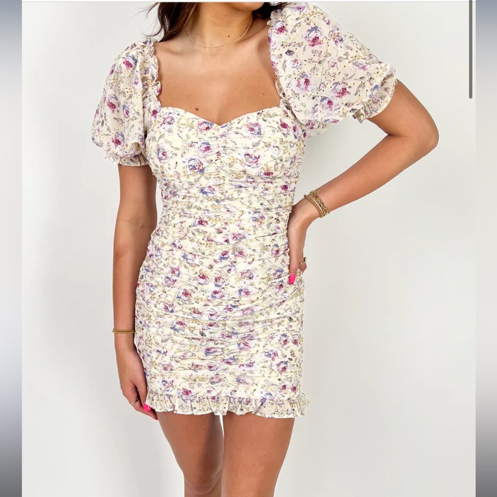 Endless Rose Floral Ruched Mini Dress Size M NWT